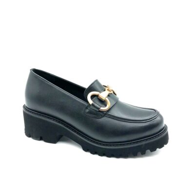Mocasin Plano Hebilla Negro