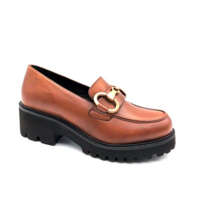 Mocasin Plano Hebilla Marrón