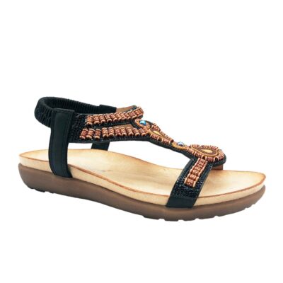 Amarpies Sandalia Etnica Negro