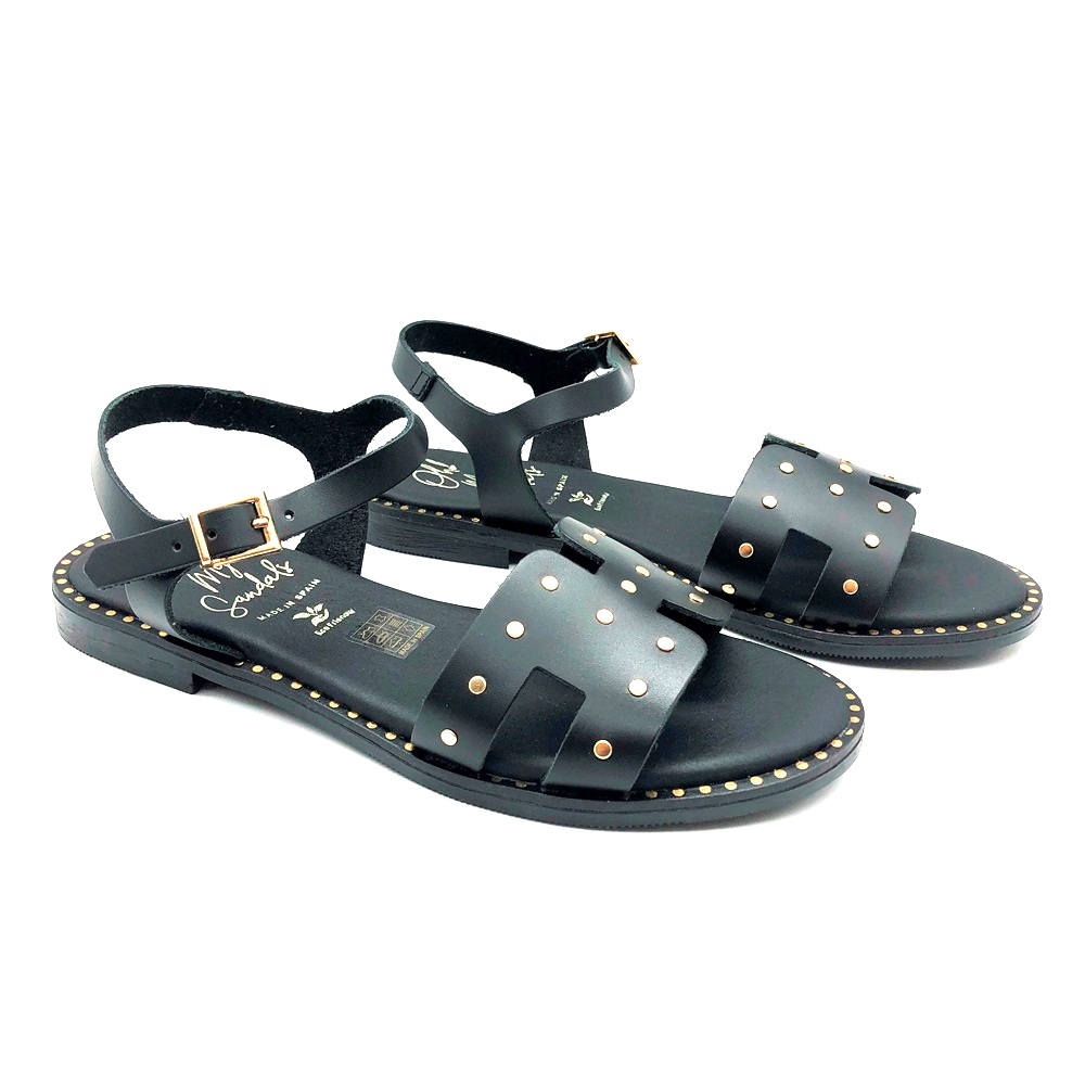 Sandals Sandalia Tachas Negro - Imagen 2