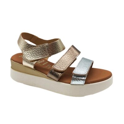Sandals Sandalia Velcros Dorado