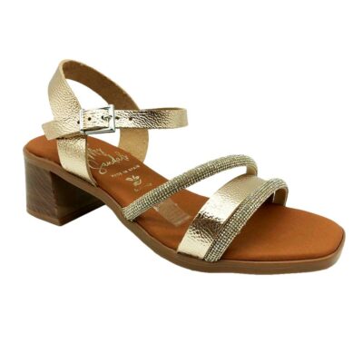 Sandals Sandalia Tacón Dorado