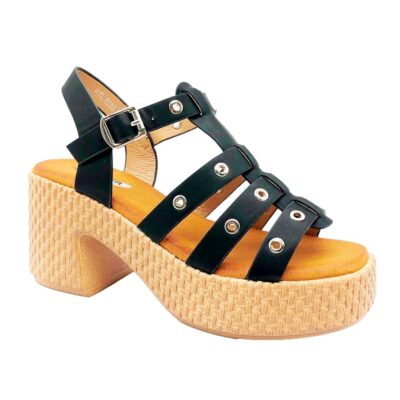 Finlander Sandalia Tacón Negro